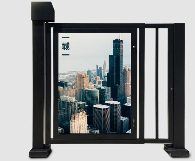 北京鋁合金小門小區(qū)智能自動人行通道門刷卡人臉識別柵欄電動廣告門